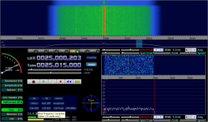 SDRX01B with LW antenna connected through RG58 coaxial cable approximately 5m long